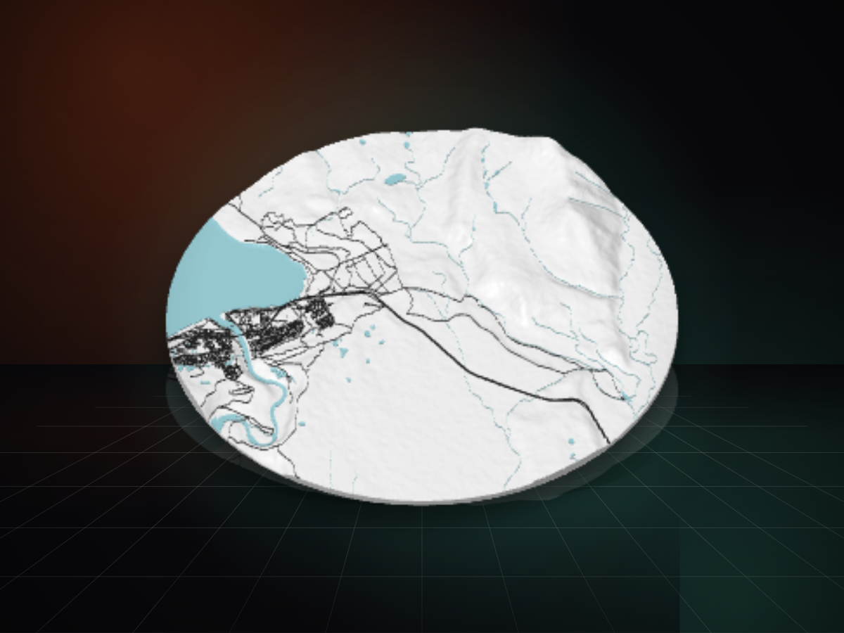 3D printed topographic disc of the Race Tekapo 16km course