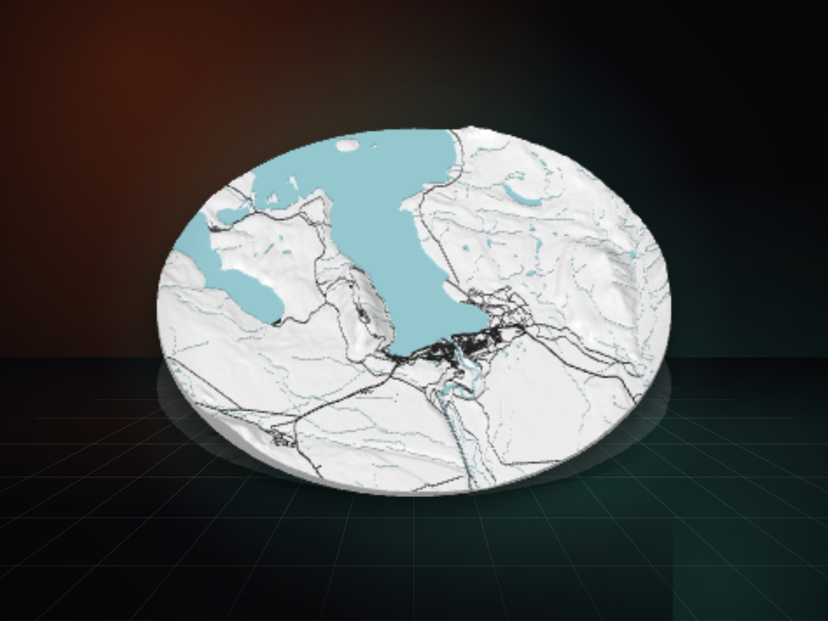 3D printed topographic disc of the Race Tekapo 50km ultra course